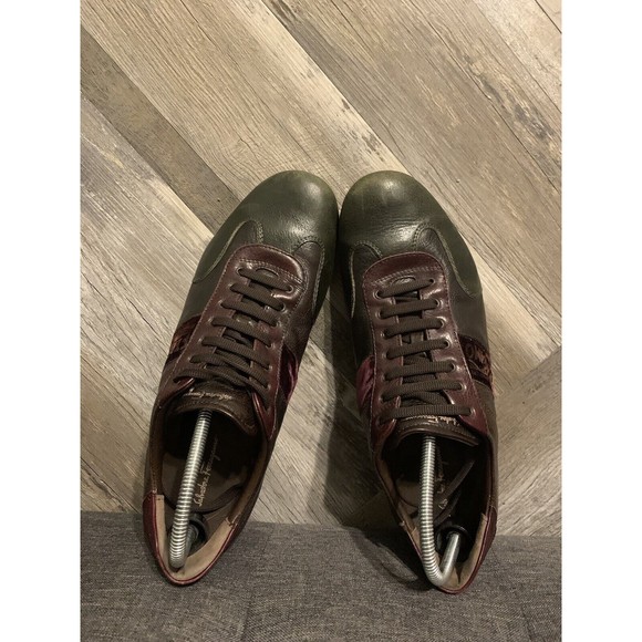 Salvatore Ferragamo Mens Size 10.5 Brown Leather Suede Sneakers Tennis 5512 016U main image 7